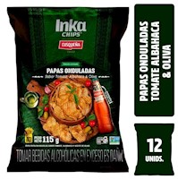 Twelve Pack Papas Onduladas Inka Chips Cusqueña Tomate, Albahaca y Oliva x 115g